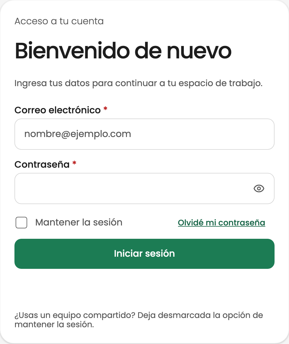 Formulario de ingreso del sistema en el tema Avila