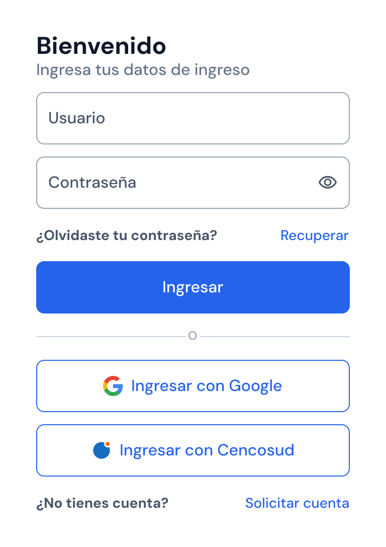 Formulario de ingreso armado con la biblioteca